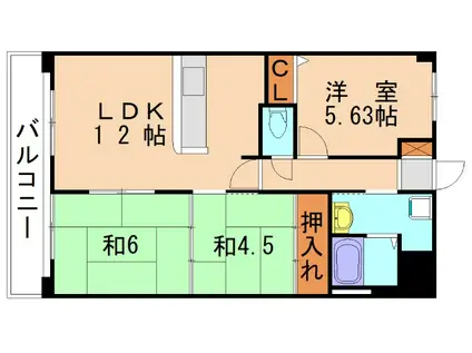 サンマリノ三苫(3LDK/6階)の間取り写真