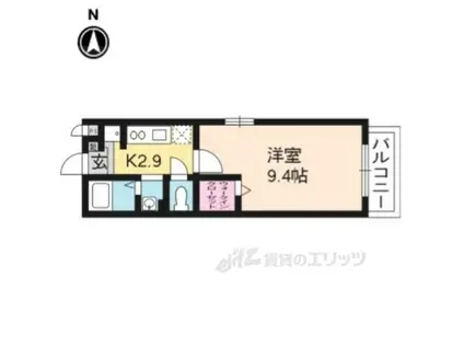 グランディール北栗栖 A棟(1K/2階)の間取り写真