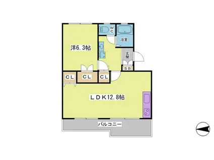 ロイヤルマンション2号棟(1LDK/3階)の間取り写真