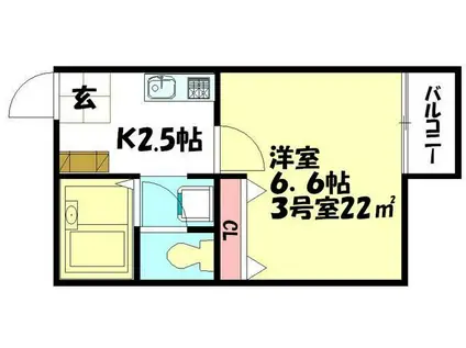 ラ ミア アルテ 上尾(1K/1階)の間取り写真