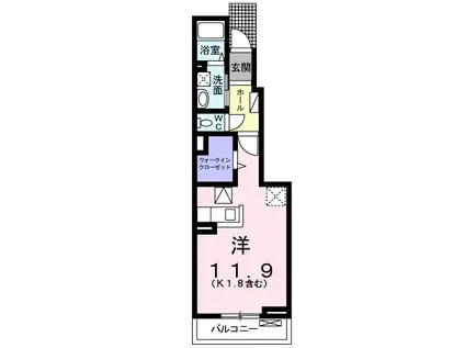 ジュネス原II C(ワンルーム/1階)の間取り写真