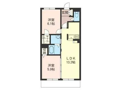 メゾン・グランドゥール(2LDK/2階)の間取り写真