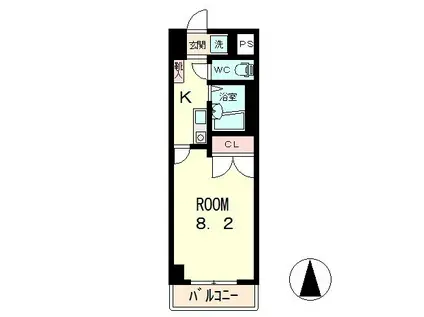 クレスト草津(1K/9階)の間取り写真