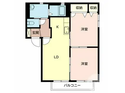 レイクサイドイースト(2LDK/2階)の間取り写真