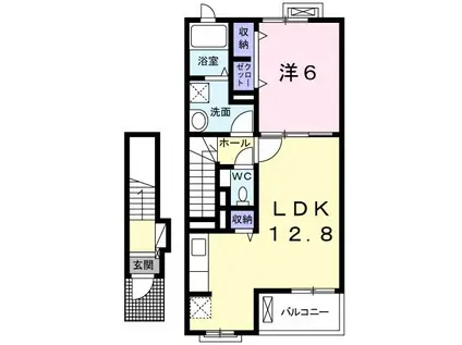 クレールB(1LDK/2階)の間取り写真