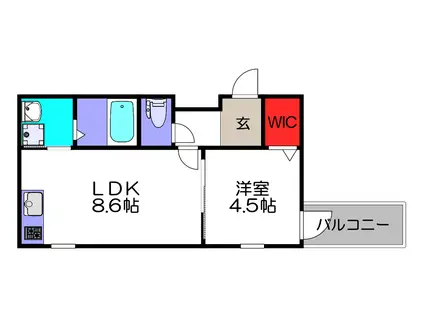 フジパレス駒川中野VI番館(1LDK/1階)の間取り写真