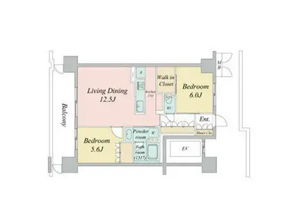 ラフィシア上前津(2LDK/6階)の間取り写真