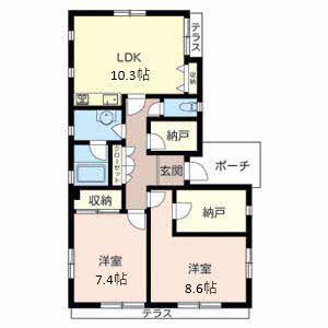 サンハイツ山本(2LDK/1階)の間取り写真