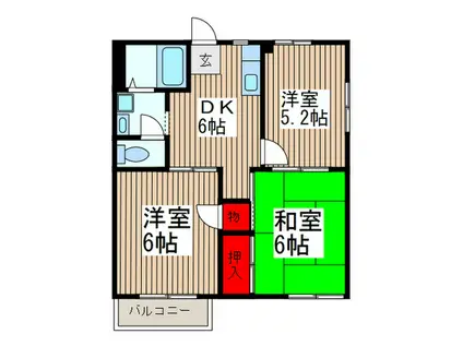 メゾンベルデュールB(3DK/2階)の間取り写真