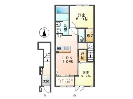 ブランシュフルールK2(2LDK/2階)の間取り写真