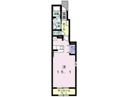 セレノIII(ワンルーム/1階)の間取り写真