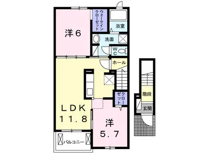 サニーコート大木戸A(2LDK/2階)の間取り写真