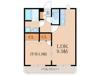 パークスクエア郷原(1LDK/2階)の間取り写真