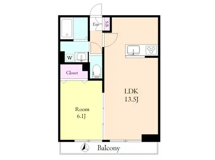 ローズガーデンパレス(1LDK/1階)の間取り写真