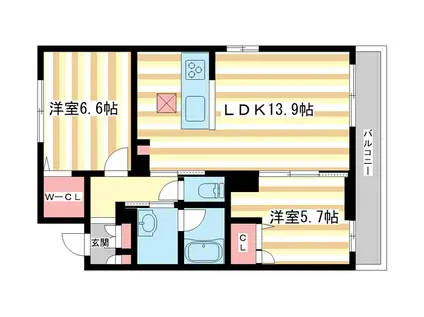 サクラ・メゾン イースト(2LDK/1階)の間取り写真
