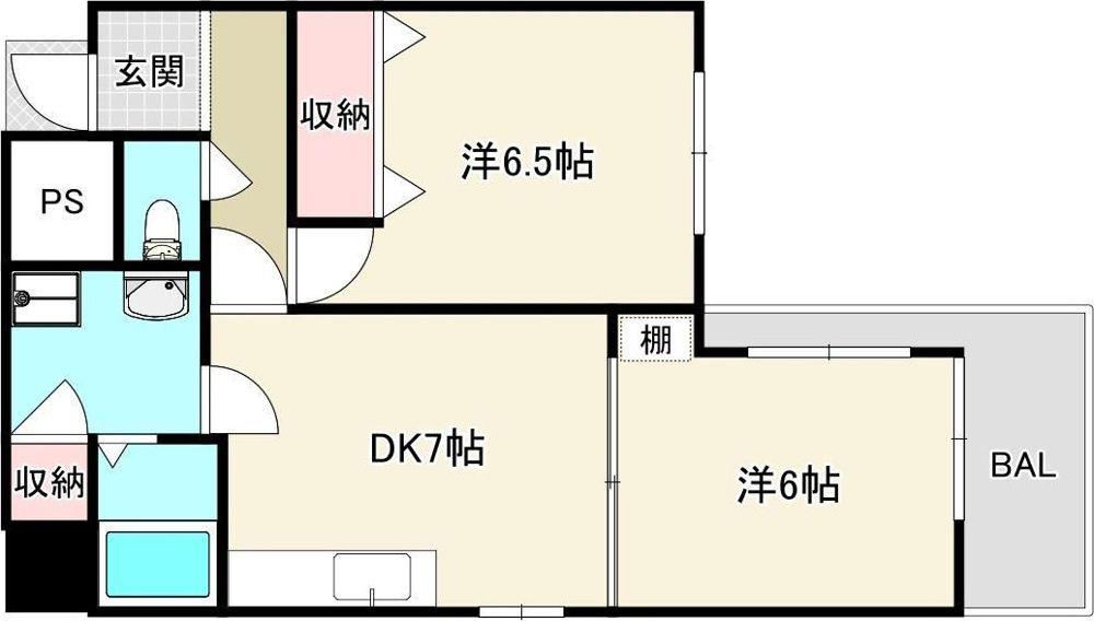 エステイト佐古(2DK/10階)の間取り写真