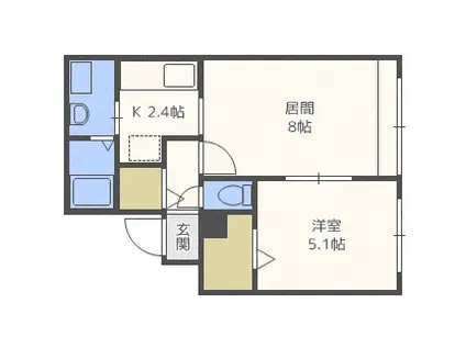 グランメール 24-D(1LDK/2階)の間取り写真