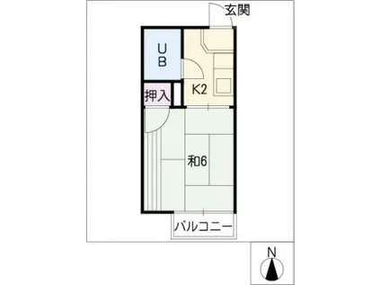 シャトーレ名東(1K/2階)の間取り写真