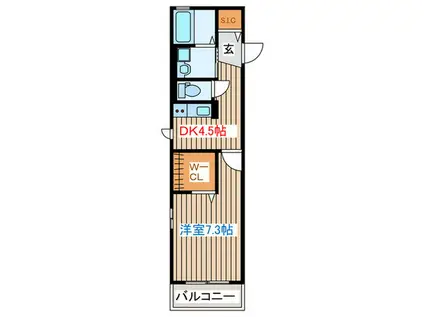 クラビーア柏木(1DK/2階)の間取り写真