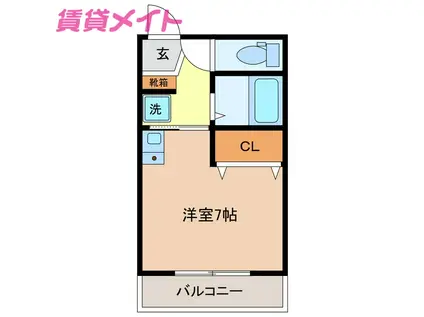 プライム富洲原(ワンルーム/3階)の間取り写真