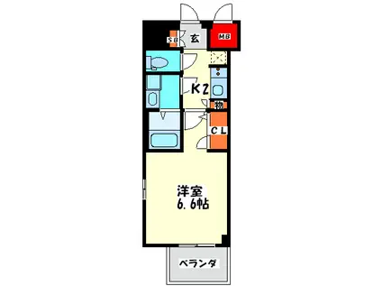 レジュールアッシュ心斎橋VITA(1K/8階)の間取り写真