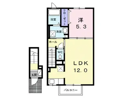 イーグレットヒルズII(1LDK/2階)の間取り写真