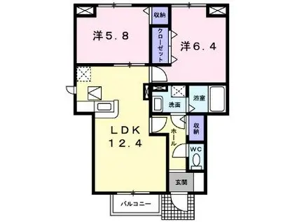 メゾンジェルメ(2LDK/1階)の間取り写真