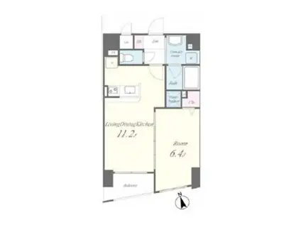 エリアM(1LDK/7階)の間取り写真