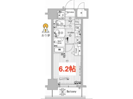 グランド・ガーラ横濱万世町(1K/8階)の間取り写真