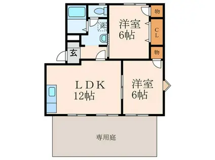 アイランドハイツ(2LDK/1階)の間取り写真