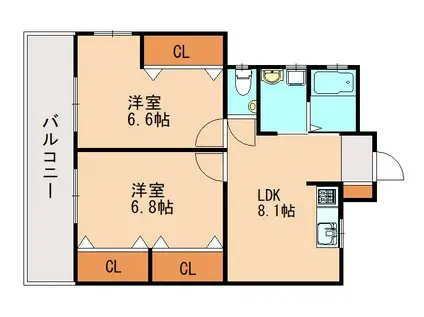 オーシャン(2LDK/1階)の間取り写真