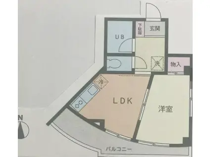 パルデス新城(1DK/3階)の間取り写真