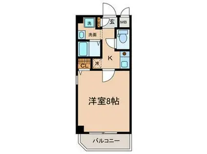 ストゥーディオK(1K/2階)の間取り写真