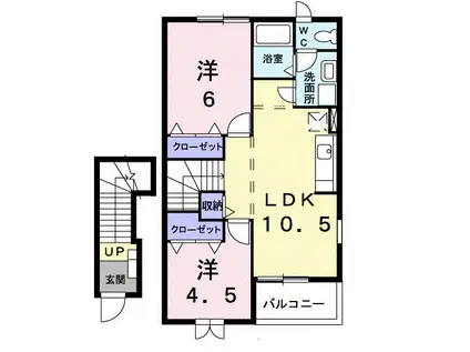 クレストールかなやま(2LDK/2階)の間取り写真