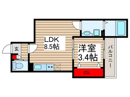 AJA京成大久保(1LDK/2階)の間取り写真