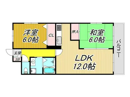 ローズ武庫之荘(2LDK/2階)の間取り写真