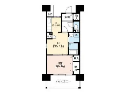 UR 浜甲子園なぎさ街28(1LDK/14階)の間取り写真