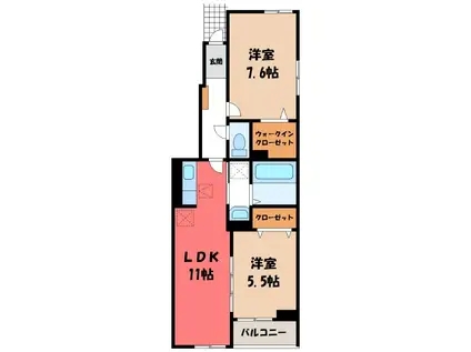 メゾン ミモザV(2LDK/1階)の間取り写真