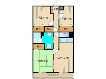 ヴェル・ヴィール幸町(3LDK/4階)の間取り写真