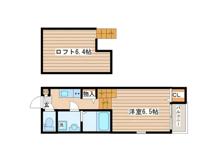 ハーモニーテラス西中田II(ワンルーム/1階)の間取り写真