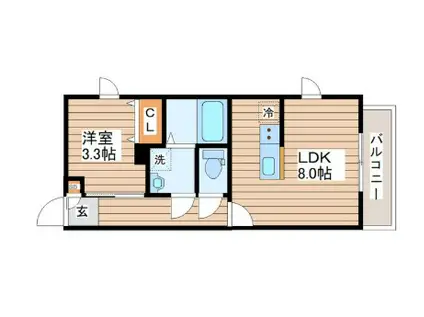 ブラン台原(1LDK/2階)の間取り写真