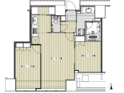 ホワイトタワー浜松町(2LDK/18階)の間取り写真
