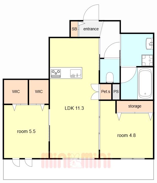 HEBEL MAISON 六甲篠原中町(2LDK/1階)の間取り写真