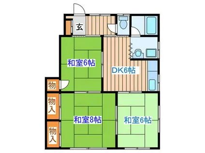 冠ハイツ藤I(3DK/1階)の間取り写真