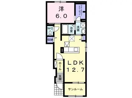 レジデンス アイ D(1LDK/1階)の間取り写真