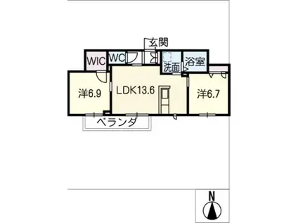 ヴィンテージ・エム(2LDK/1階)の間取り写真
