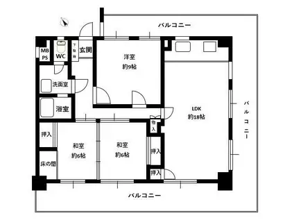 エバーライフ博多駅南(3LDK/5階)の間取り写真