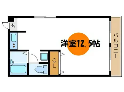 ハピィプラザ(ワンルーム/2階)の間取り写真