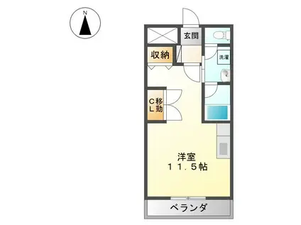 BRANDNEW CITY E(ワンルーム/3階)の間取り写真