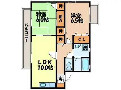 ニューセジュールKII(2LDK/2階)の間取り写真